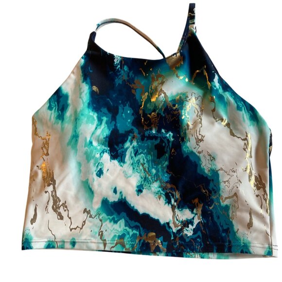 Old Navy Active Powersoft Workout Yoga Bra Top Metallic Large - Picture 1 of 6